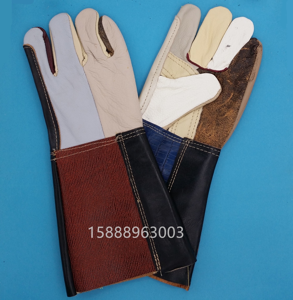 Welding gloves Lengthened leather wear-resistant welding and cutting welding gloves Thickened high-temperature resistant welder gloves