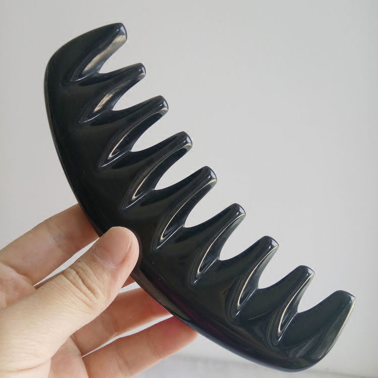 New product Enlarged Teeth Black Buffalo Horn Thickened Widened Tooth Coarse Head Massage Comb Big No Shank Roll Scalding Comb