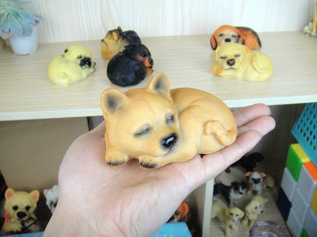 6 sleeping puppy resin ornaments for cars, gardening, home decoration, landscaping, holiday birthday gifts