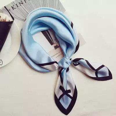 Xiaojia 2021 spring and autumn Korean style fashion decoration small square towel bow satin silk scarf women's scarf small scarf