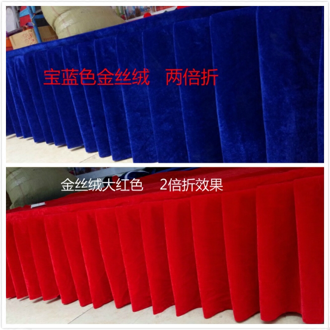 Thickened Gold Velvet Ttai Skirt Table Dress Wedding Celebration Stage Apron Wedding Event Walking Show Stage Decorative Dress With Sticky Hair