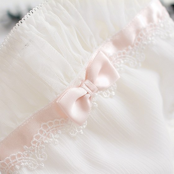 日系褶皱蕾丝雪纺纱甜美蝴蝶结少女中腰内裤女士纯棉短款包臀无痕