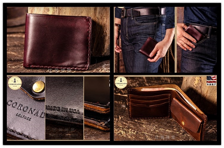 Coronado China's total Gen Horween Marpi US production Handmade Short Folio Wallet Money Clip CX44