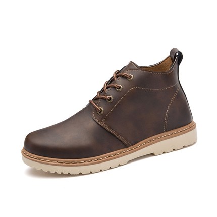 马丁靴男士短靴秋季中帮男靴子沙漠靴高帮工装皮靴英伦男靴子男鞋
