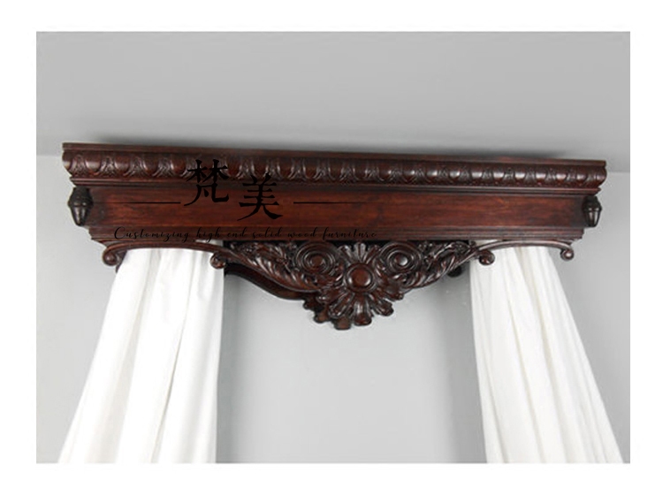 American Solid Wood Carved Bed Crown European Neoclassical Mantle Frame Retro Old Hand Carved Mantle Customizable