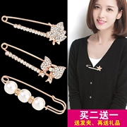 Trâm cài trâm cài pin lớn khóa cổ áo quàng cổ áo len áo len rhinestone nữ lụa lụa khóa với phụ kiện Hàn Quốc