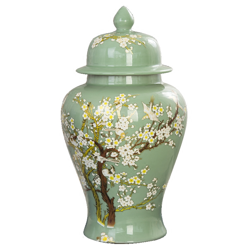 Jingdezhen ceramics general pot of large storage tank with cover Chinese style household soft adornment furnishing articles sitting room
