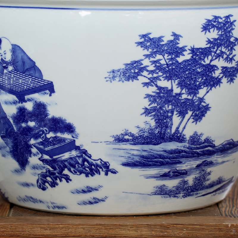 Seven sages of bamboo forest jingdezhen ceramic goldfish bowl sitting room office desktop furnishing articles large fish basin tortoise cylinder