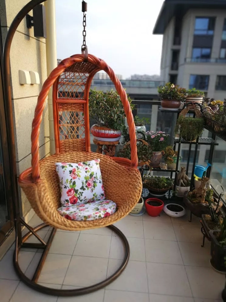 Imported Indonesian Rattan Indoor Hanging Chair Outdoor Swing Rattan Furniture Rattan Chair Balcony Leisure Rattan Hanging Basket Cradle