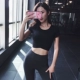 Running Kaka áo thun ngắn rốn nữ gợi cảm mùa hè áo thể thao ngắn tay tập yoga quần bó