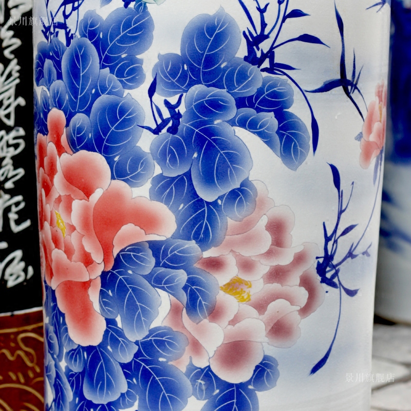 Jingdezhen porcelain ceramics hand - made riches and honour auspicious figure sitting room of large vase household furnishing articles large - sized quiver
