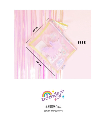 Bentoy Unicorn Unicorn Transparent Mesh Make Bag Makeup Bag Harajuku Girl Fantasy Style Сумка рука