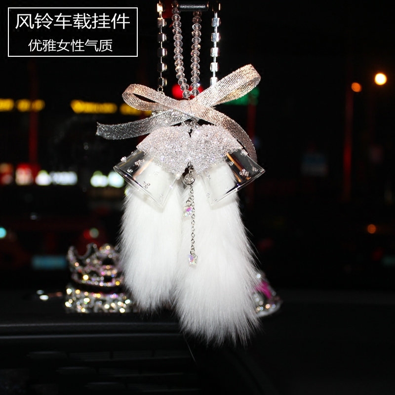 New crystal bell car pendant Car mirror pendant Cute Female Christmas wind bell creative car pendant