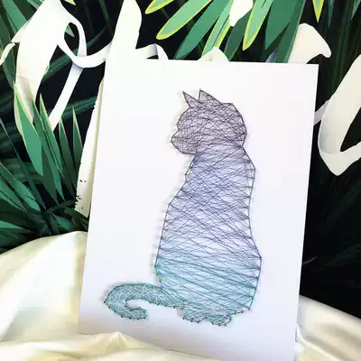 Star cat Nordic yarn painting Three-dimensional nail winding painting ornaments gift handmade diy material