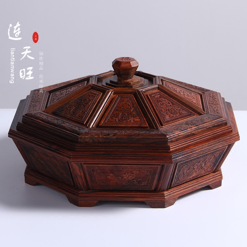 Lao Great Red Acid Branches Fruit Pan Living Room Home Zero Food Pan Chinese style Dried Fruit Pan Red Wood Wedding Candy Box