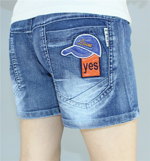 Boys' denim shorts medium pants 2023 summer thin medium and large children's loose elastic hot pants five-quarter pants three-quarter pants casual