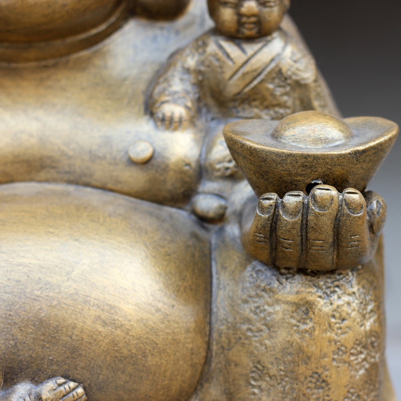 Jingdezhen ceramic engraving smiling Buddha maitreya shop hotel mesa desktop large furnishing articles and heavily Buddha