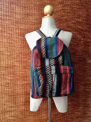 Tribal㊣Thai hand-made charming vertical stripe pattern Hippie Bohemian cloth shoulder bag