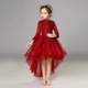Áo dài cho bé Áo dài tay Puffy Girl Princess Dress Wedding Flower Girl Host Piano Costume Show Winter