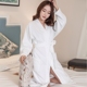 Chất liệu khăn cotton mùa thu đông mới cho nữ tăng phiên bản Hàn Quốc dày của áo ngủ đơn giản cho nam và nữ áo tắm phiên bản Hàn Quốc đồ ngủ mùa đông Night Robe