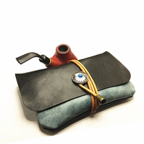 First-layer cowhide handmade color-blocked retro pipe bag cigarette bag clutch bag storage bag pipe bag