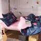 Phim hoạt hình kỳ lân mới Flamingo Sinh viên Ký túc xá Giường đơn Bộ ba mảnh Bộ đồ giường 1,2m Bộ chăn ga gối bốn mảnh
