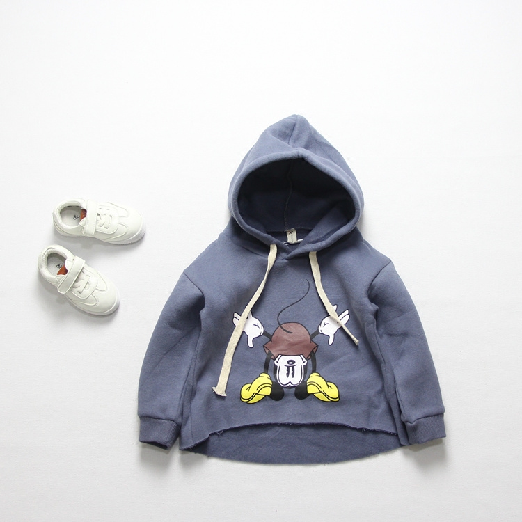 Autumn children's boys and girls baby cotton fleece hooded wide version Mickey casual thick cotton bottoming hoodie