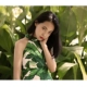 juju tùy chỉnh ban đầu của phụ nữ váy retro treo cổ lệch vai màu xanh lá cây váy quai - Váy eo cao