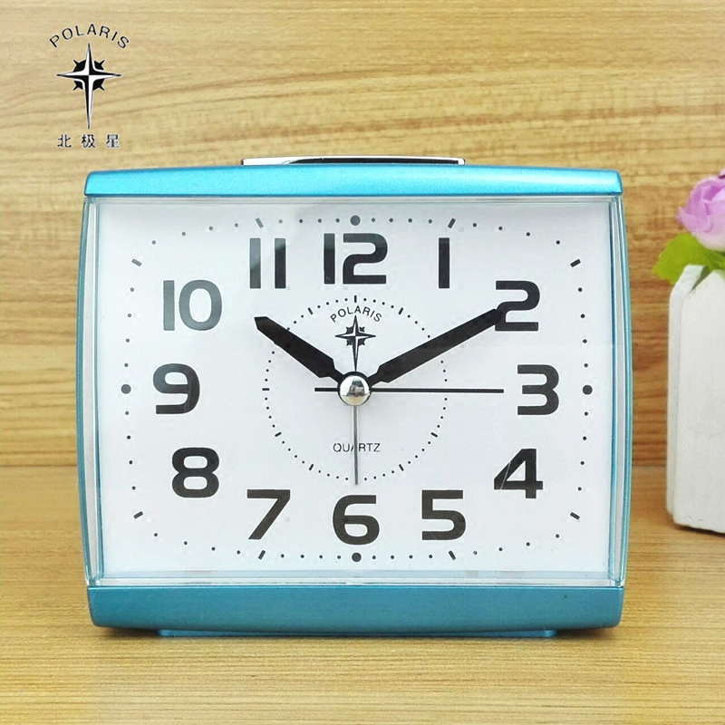 Polaris fashion silent night light table table Cute simple lazy student old man large letter alarm clock