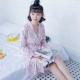 Bộ đồ ngủ cotton mùa xuân và áo choàng của phụ nữ cộng với phân bón XL cô gái dài tay lỏng lẻo Áo choàng cotton Nhật Bản dịch vụ tại nhà đồ ngủ phi bóng Night Robe