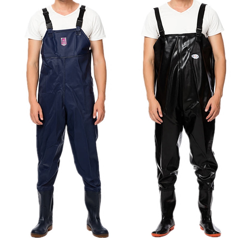 Male And Female Rain Boots Sewer Pants Half Body Thickened Rain Pants Waterproof Pants Fishing Even Body Fishing Pants Rain Shoes Waterproof Shoes Glue Boots