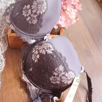 Purple embroidered satin glossy sexy bra Big Cup underwear 85G90E90F95E95F ladies plus fat bra