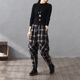Mùa đông kẻ sọc dày cotton và lanh lỏng cộng với quần cotton bên ngoài mặc quần nhăn nhăn quần retro harem quần quilted phụ nữ quần kaki nữ Quần Harem