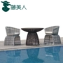 Tùy chỉnh ngoài trời cá tính đơn trở lại ghế mây khách sạn nghệ thuật đồ nội thất ghế mây vườn xám ghế mây bàn cà phê - Bàn ghế ngoài trời / sân bàn ăn ngoài trời