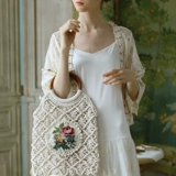 Art Art Art -Связанная античная вышивка, простая деревянная ручка, женская универсальная сумка Mori