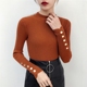 Áo len cổ cao dày nửa đầu của phụ nữ 2018 thu đông 2018 áo sơ mi dài tay mới của Hàn Quốc Áo len ngắn tay ngắn áo len đẹp Vòng cổ áo len