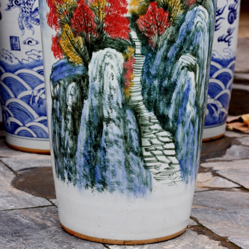 Jingdezhen ceramic hand - made mountain dawn rhyme figure of large vases, the sitting room the hotel Chinese style household furnishing articles ornaments