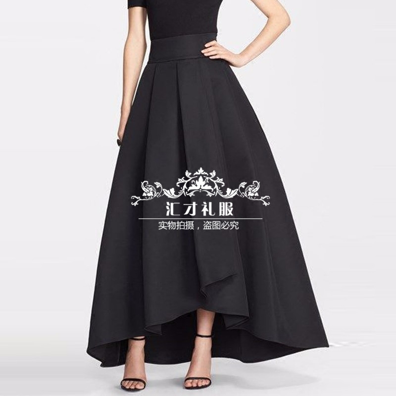 Skirt, Tutu Skirt, European and American Style Evening Dress, Black Mid-Length Banquet Party Dress
