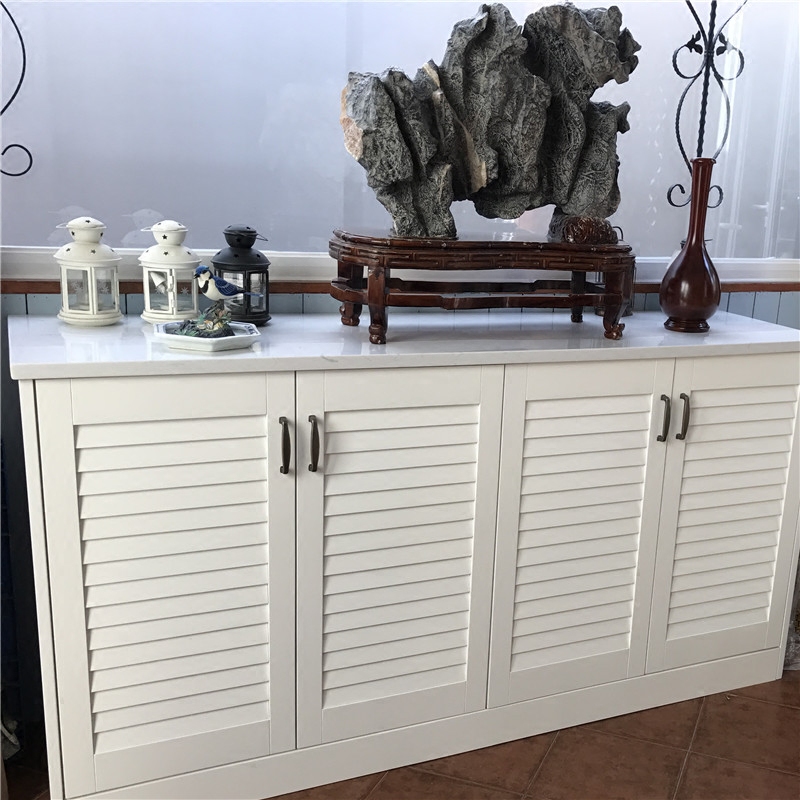 San Decaux pure wooden wardrobe shoe cabinet storage cabinet opened open and open air fake shutter board custom