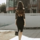 2019 mùa thu mới của phụ nữ eo cao cổ tròn năm điểm tay áo ren khâu túi hông váy váy dài trung - váy đầm