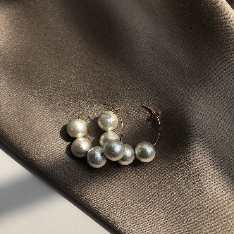 TWOR Handmade Original American 14k Notes Gold Plant Cotton Pearl Earrings Earrings Temperament 100 Hitch Classic