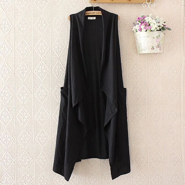 Versatile spring and summer sleeveless outer shawl casual vest for women spring and autumn mid-length large size vest slim vest thin