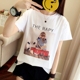 Mùa hè 2018 mới áo thun trắng Hàn Quốc nữ tay ngắn cotton rộng in họa tiết sơ mi nửa tay hoang dã áo phông nữ có cổ Áo phông