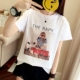 Mùa hè 2018 mới áo thun trắng Hàn Quốc nữ tay ngắn cotton rộng in họa tiết sơ mi nửa tay hoang dã áo phông nữ rộng Áo phông