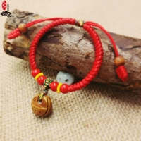 Em bé đào quả óc chó giỏ hạt nhân cinnabar vòng chân bé áp lực sốc ác đỏ vòng tay dây đeo chống sợ - Vòng chân lắc chân nữ inox
