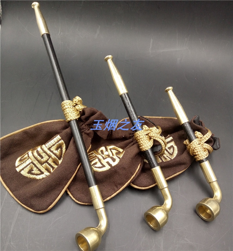 Traditional old-fashioned long, medium and short pipe leaf cigarette pot special dry cigarette bag brass cigarette pot cigarette holder dry cigarette rod