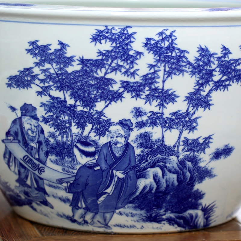 Seven sages of bamboo forest jingdezhen ceramic goldfish bowl sitting room office desktop furnishing articles large fish basin tortoise cylinder