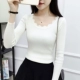 Mùa xuân 2019 và mùa thu mới hoang dã của phụ nữ áo sơ mi dài tay chạm đáy áo len Hàn Quốc áo len nữ mẫu áo len đẹp 2021 Vòng cổ áo len