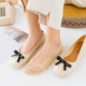 Băng lụa vớ nữ cotton nông miệng vô hình mùa hè mỏng phần silicone chống trượt nụ lưới mặt vớ rỗng đáy