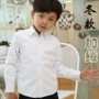Áo sơ mi nam trắng cộng với nhung dày ấm áp mẫu mùa đông trẻ em học sinh hoạt động biểu diễn đồng phục cổ áo nhọn áo sơ mi cho bé gái 12 tuổi